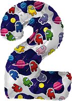 Воздушный шар фольгированный Цифра 2 Космонавтики