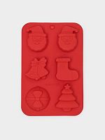 Форма для выпечки Новый год. Праздник к нам приходит, силикон, 26×17.5 см, 6 ячеек, красная