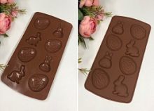 Форма для шоколада ХВ яйца/кролики 8в1, силикон 10,5*20,5см
