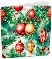 Мини-открытка Елочные игрушки, 7*7см