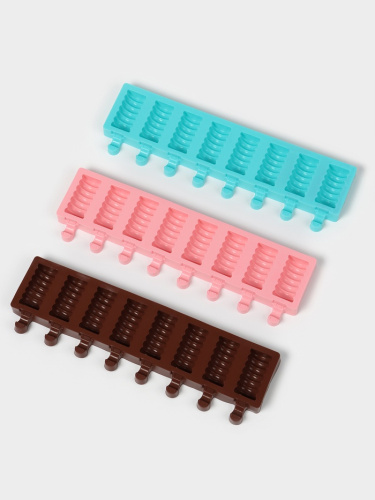 Форма для мороженого «Моника», силикон, 38×11×2 см, 8 ячеек (6,6×3,4 см), цвет МИКС фото 3