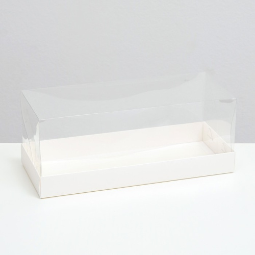 Коробка для рулета 30*12*12см с прозрачной крышкой, белая фото 2 Коробка для рулета 30*12*12см с прозрачной крышкой, белая фото 2