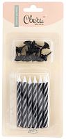 Свечи для торта Полоски черный/белый, 8см, 12шт — купить в нашем магазине для кондитеров в Москве
