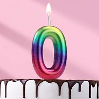 Свеча для торта цифра 0 Акварель h5 см