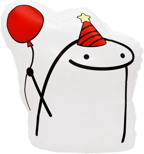 Воздушный шар фольгированный Фигура Человечек Мем с шариком