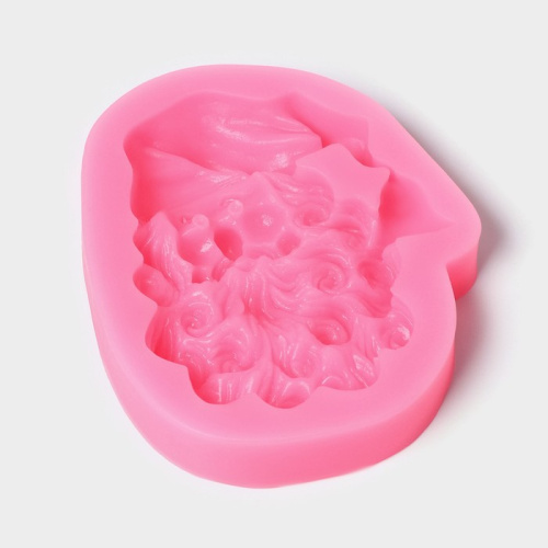 Молд новогодний Санта, силикон, 8.2×7×1.5 см, розовый Молд новогодний Санта, силикон, 8.2×7×1.5 см, розовый