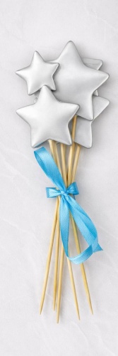Набор на шпажке из глазури Звезды Золотые/Серебряные, 5 шт