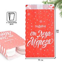 Пакет бумажный фасовочный новогодний, крафт, От Деда Мороза, 20×10×7 см