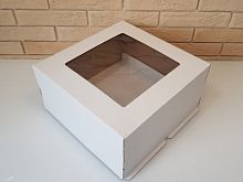 Коробка для торта 30x30x15 см, с окном, белая