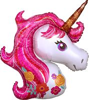 Воздушный шар фольгированный  Мини-фигура Цветочный Единорог, Голова