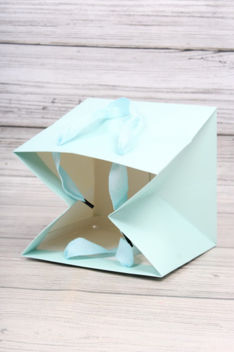 Пакет подарочный КУБИК 16*16*16см, голубой фото 2