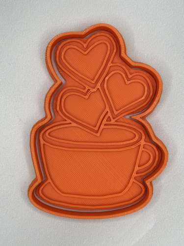 Вырубка с оттиском Кружка с сердечками, 9,5см