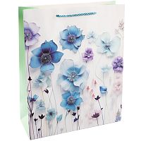 Пакет подарочный, Цветочная мелодия, Дизайн №4, с блестками, 41,5*30*12 см