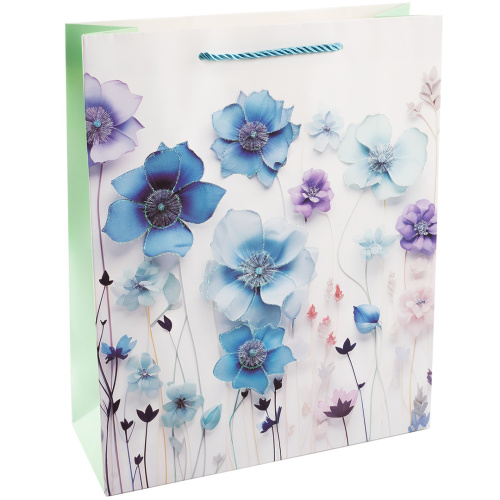 Пакет подарочный, Цветочная мелодия, Дизайн №4, с блестками, 41,5*30*12 см