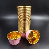 Капсулы с плотным краем 50*40 розовые/золотые бумага/ламин 25шт