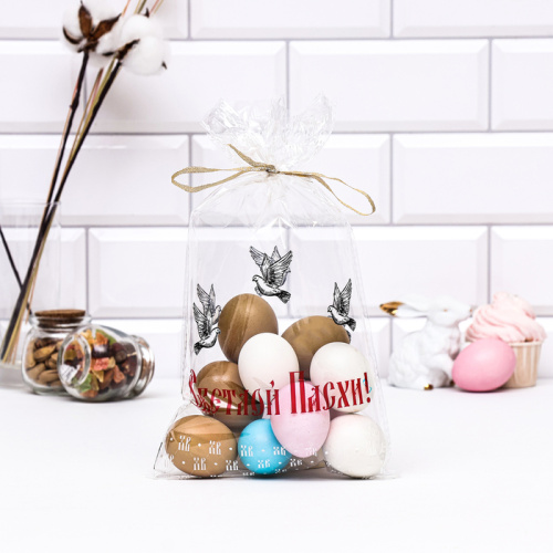 Пакет прозрачный для кулича Голуби, 20*35см