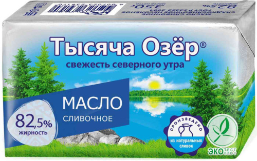 Масло сливочное несоленое Тысяча Озер 82,5%, 350гр