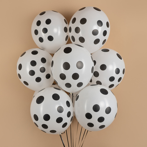 Воздушный шар латексный Черные точки, ассорти, пастель фото 2 Воздушный шар латексный Черные точки, ассорти, пастель фото 2