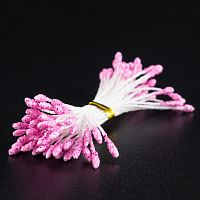 Тычинки на нитке Розовые с блеском, 50шт