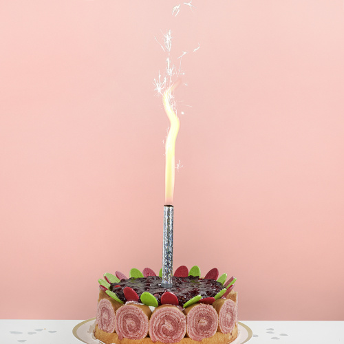 Свеча Фонтан для торта, 30 сек, Сверкающие искры, Голография, 10 см, 4 шт фото 2