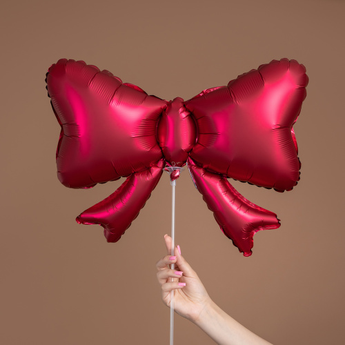 Воздушный шар фольгированный Фигура Бант Красный, Сатин, 1шт фото 2 Воздушный шар фольгированный Фигура Бант Красный, Сатин, 1шт фото 2
