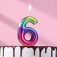 Свеча для торта цифра 6 Акварель h5 см