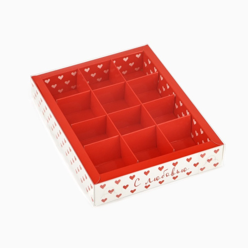 Коробка под 12 конфет с ячейками «С любовью», 14.5 х 18.5 х 3 см фото 3