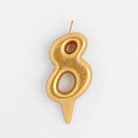Свеча для торта цифра "8" Золотая h5,3 см