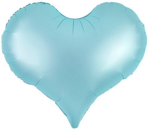 Воздушный шар фольгированный Сердце Люкс, голубой, сатин
