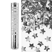 Хлопушка 30см, С Днем Рождения, звезды фольга серебро, металлик