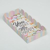 Коробка для печенья с PVC крышкой, You make me happy, 21 х 10.5 х 3 см