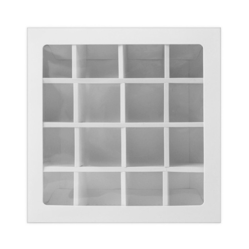 Коробка для 16 конфет, белая 17.7×17.7×3.8 см