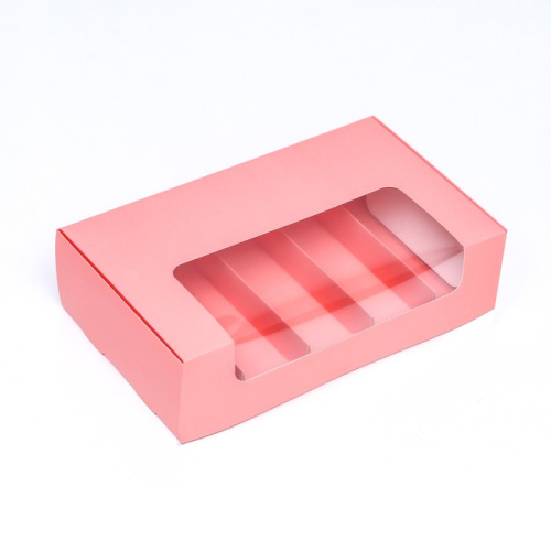Коробка под 5 эклеров розовый, 25×15×6.6 см