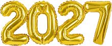 Шар воздушный фольгированный Цифры 2027, золото, 84см (воздух) — купить в нашем магазине для кондитеров в Москве
