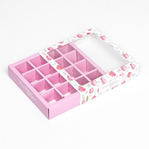 Коробка для 16 конфет, « 8 марта» 17.7×17.7×3.8 см фото 3 Коробка для 16 конфет, « 8 марта» 17.7×17.7×3.8 см фото 3