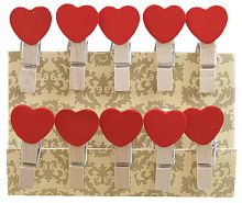 Декоративные мини прищепки Сердечки, 3,5 см, красный, 10 шт