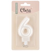 Свеча для торта Воздушный шарик, цифра 6, жемчужный перламутр, 4,5*7 см