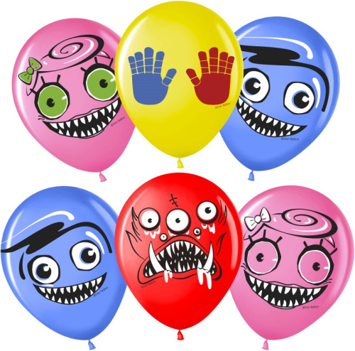 Воздушный шар латексный Зубастики, ассорти, пастель