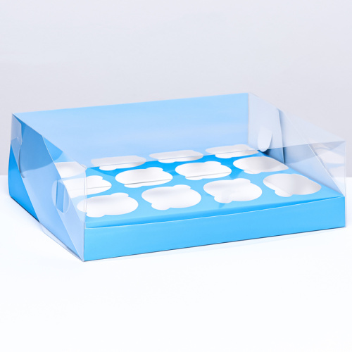 Коробка для 12 капкейков 31×23.5×10 , Голубая фото 3 Коробка для 12 капкейков 31×23.5×10 , Голубая фото 3