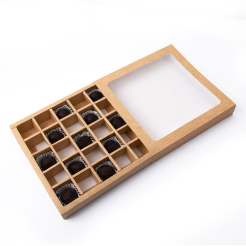 Коробка на 25 конфет Крафт 22х22х3,5 см фото 2