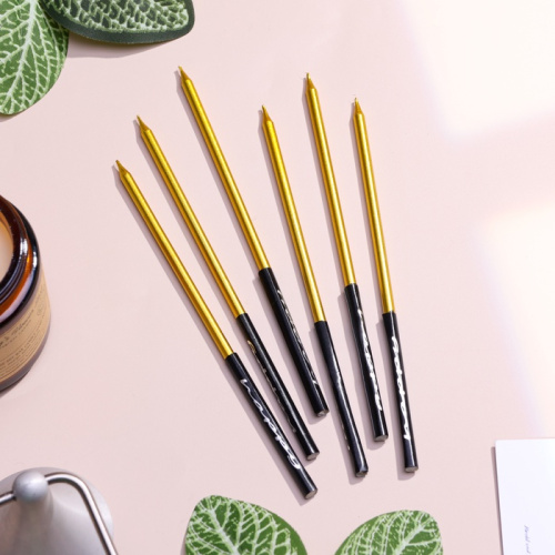 Свечи для торта Праздник, золото с черным, 14,5см, 6шт Свечи для торта Праздник, золото с черным, 14,5см, 6шт