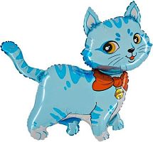 Воздушный шар фольгированный Мини-Фигура Милый Котенок, голубой