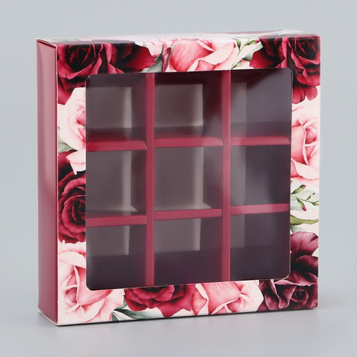 Коробка для конфет с обечайкой 9 шт. «Прекрасных мнгновений», 13.7×13.7×3.5 см фото 3