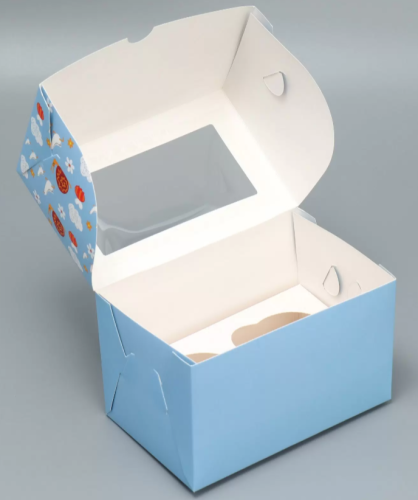 Коробка для 2 капкейков 16x16x10 см, с окном, Для лучшего воспитателя! фото 2