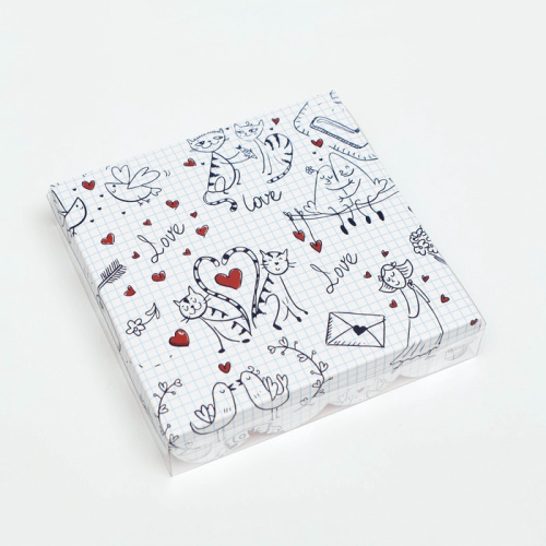 Коробка для печенья, LoVe, 15×15×3 см — купить в нашем магазине для кондитеров в Москве фото 2