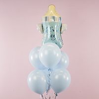 Воздушный шар фольгированный Фигура Бутылочка для малыша, голубой