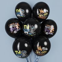Воздушный шар латексный С Днюхой, Бро! черный, пастель, 1шт