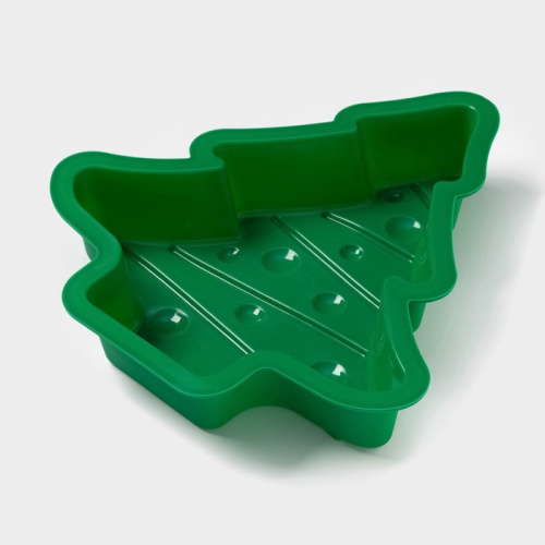 Форма новогодняя Ёлочка с гирляндой, силикон, 27×25 см, зелёная Форма новогодняя Ёлочка с гирляндой, силикон, 27×25 см, зелёная