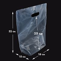 Пакет прозрачный, с ручкой и квадратным дном, высота 32см