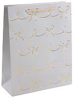 Пакет подарочный, Милые бантики, Серебро, металлик, 23*18*10см